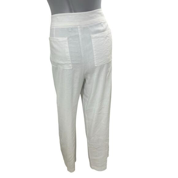 Chico’s Wide Leg Pants White Linen 2R 12 Career Quiet Luxury Bridal Office - Picture 8 of 12